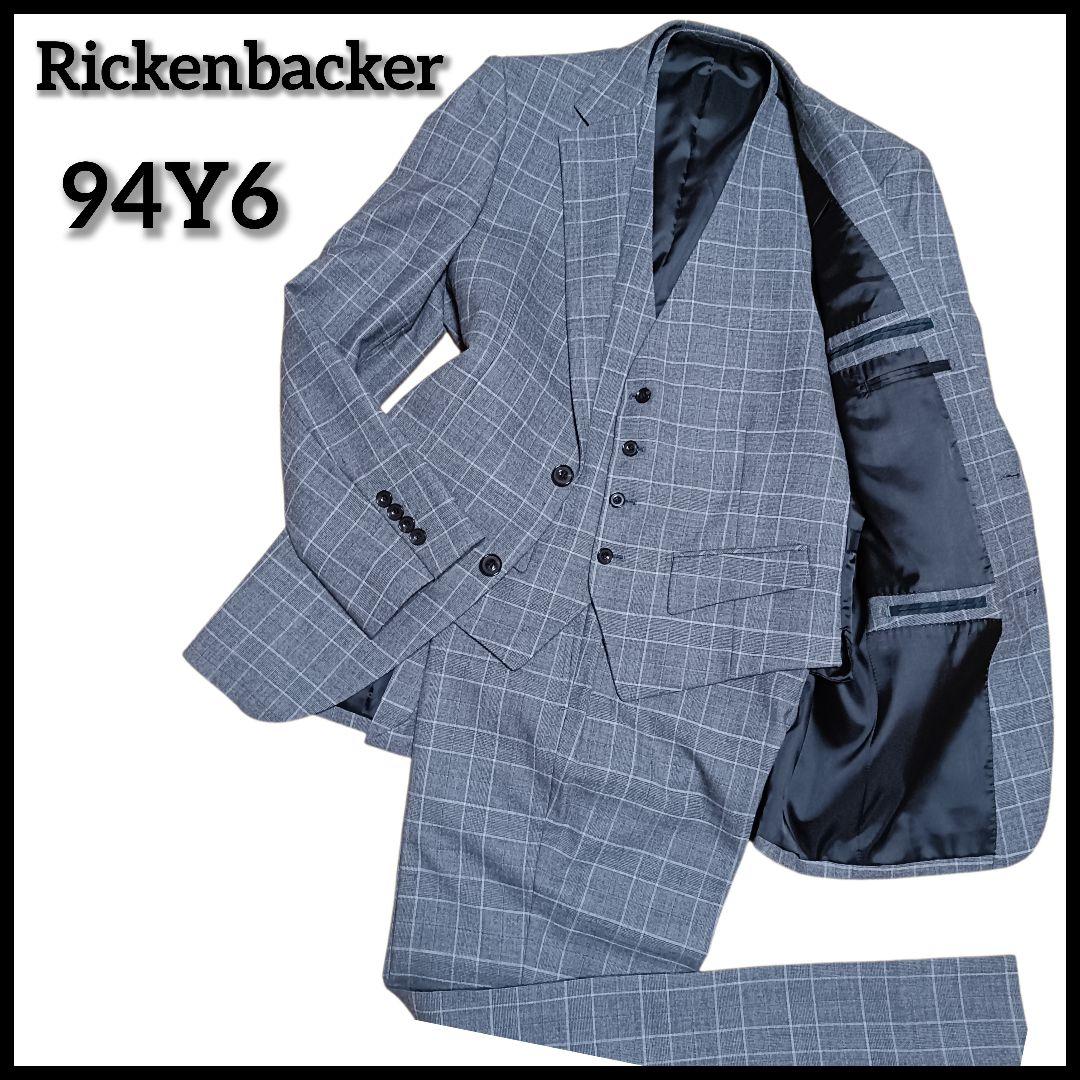 ✨極美品✨リッケンバッカー　スーツ　セットアップ　3ピース　グレンチェック　Ｌ