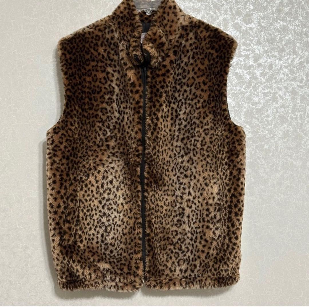 vintage leopard far vest 80s〜90s