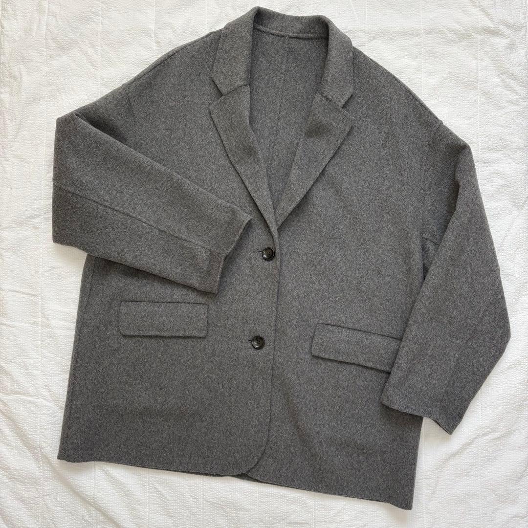 スピック&スパン ウールミックスリバージャケット グレーA 38