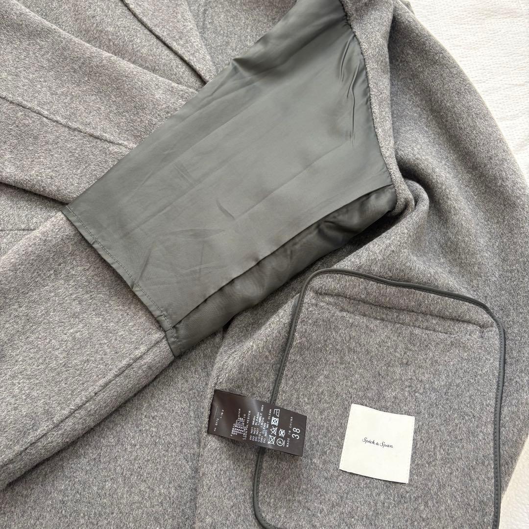 スピック&スパン ウールミックスリバージャケット グレーA 38