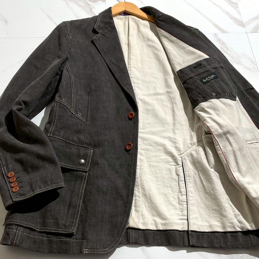 【美品✨】ポールスミスコレクション デニム テーラードジャケット グレー XL