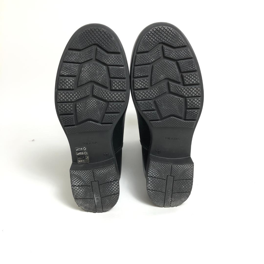 1E511/プラダ/レインブーツ/三角ロゴ/長靴/レディース/ブラック/黒/37