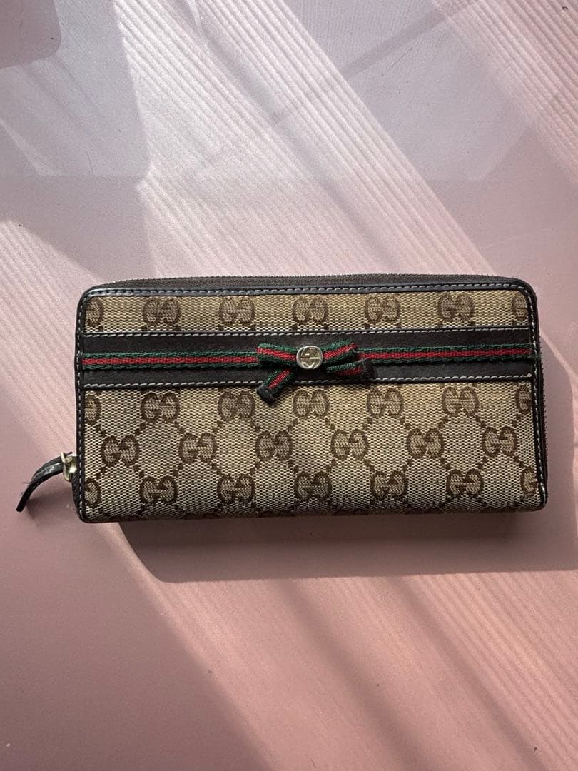 GUCCI GGキャンバス 長財布 ベージュ/ブラック