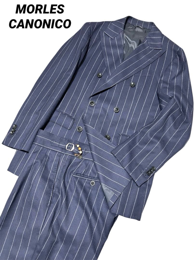 MORLES モアレス ダブルブレスト スーツ カノニコ チョークストライプ
