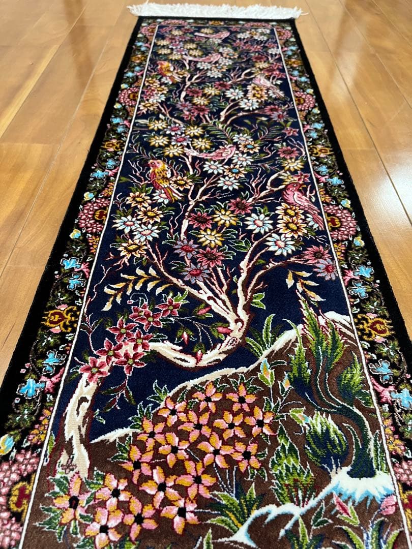 h*i様 最高級ペルシャ絨毯 シルク イラン産 クム 30×90cm 610万ノ