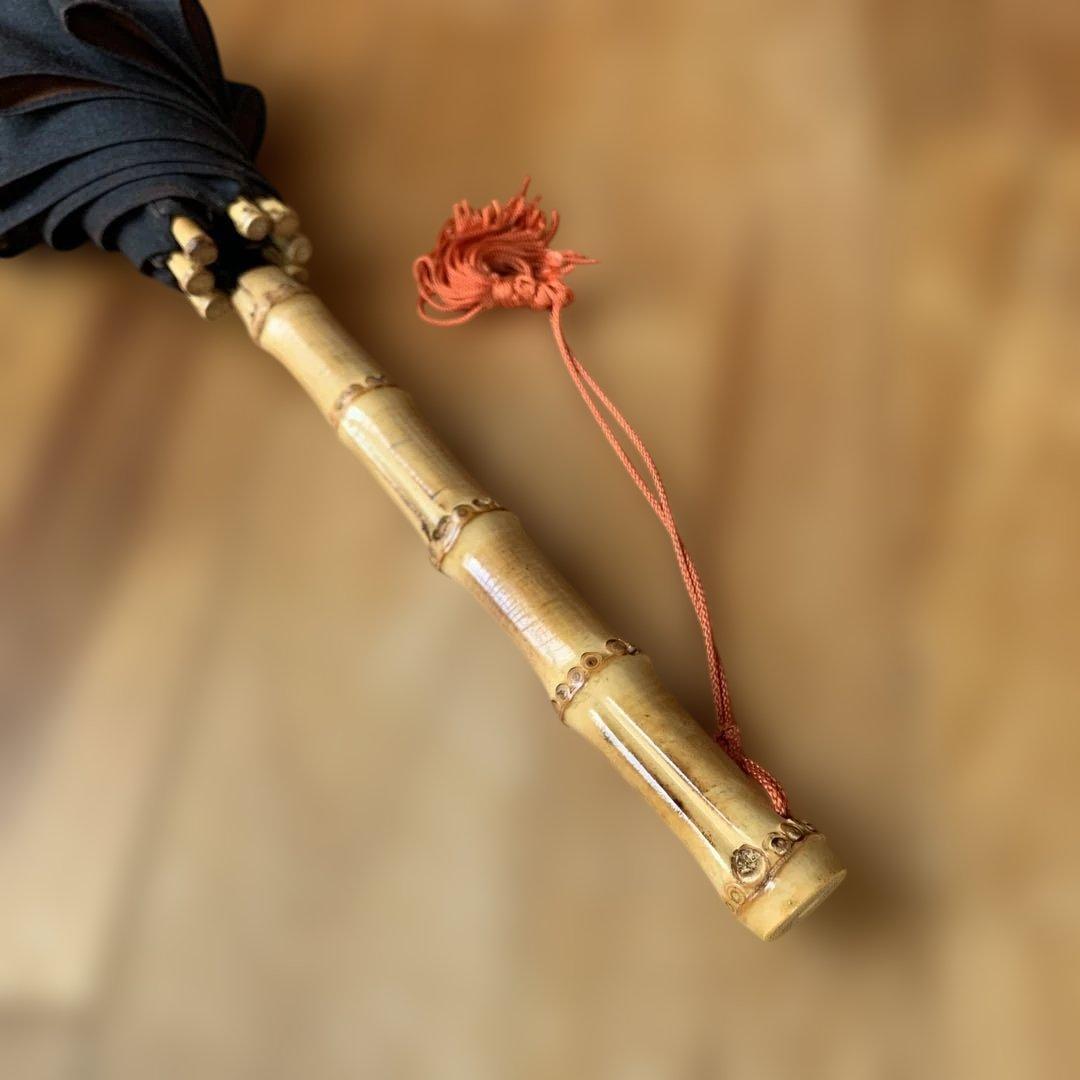 ツタエノヒガサ　黒　日傘 竹製ハンドル