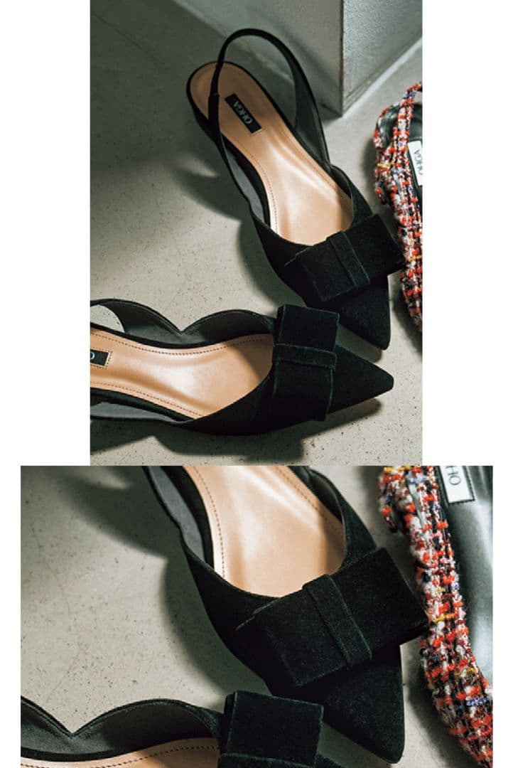 OHGA　ベロアリボンパンプス　20,900円(税込)　ブラック24.5センチ