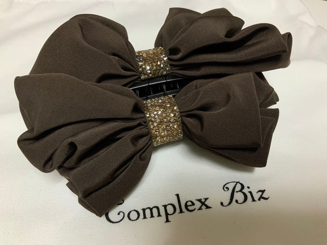 Complex Biz バナナクリップダークブラウン リボンヘアアクセサリー新品