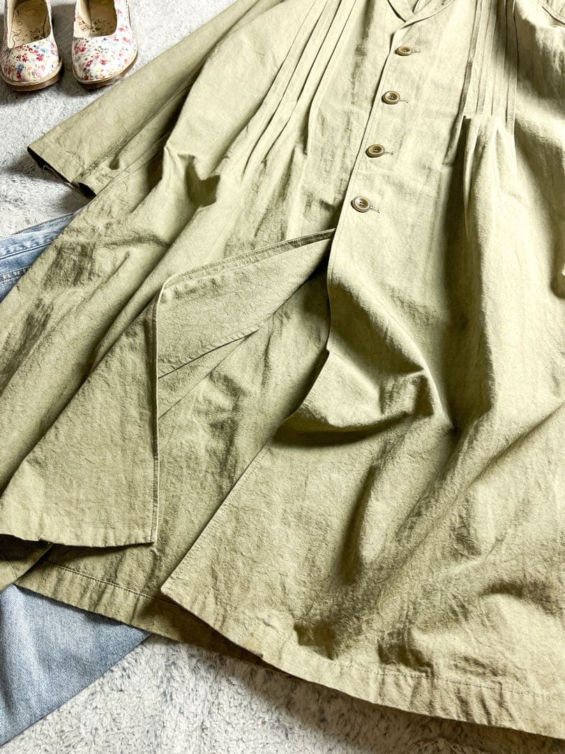 【ICHI Antiquite's】コットンリネン ピンタックシャツワンピース