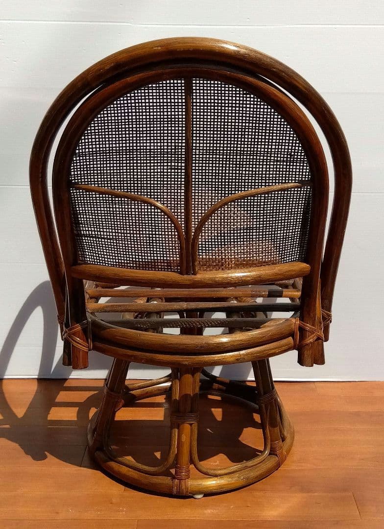 籐　ラタンチェア＆ガラステーブル　セット