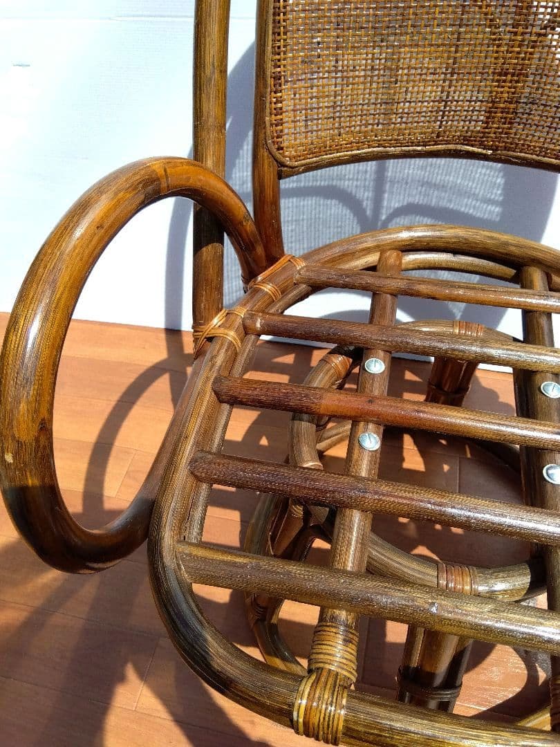 籐　ラタンチェア＆ガラステーブル　セット