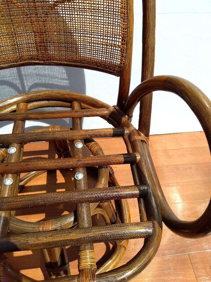 籐　ラタンチェア＆ガラステーブル　セット