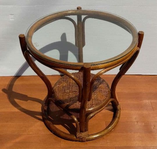 籐　ラタンチェア＆ガラステーブル　セット