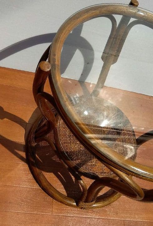 籐　ラタンチェア＆ガラステーブル　セット