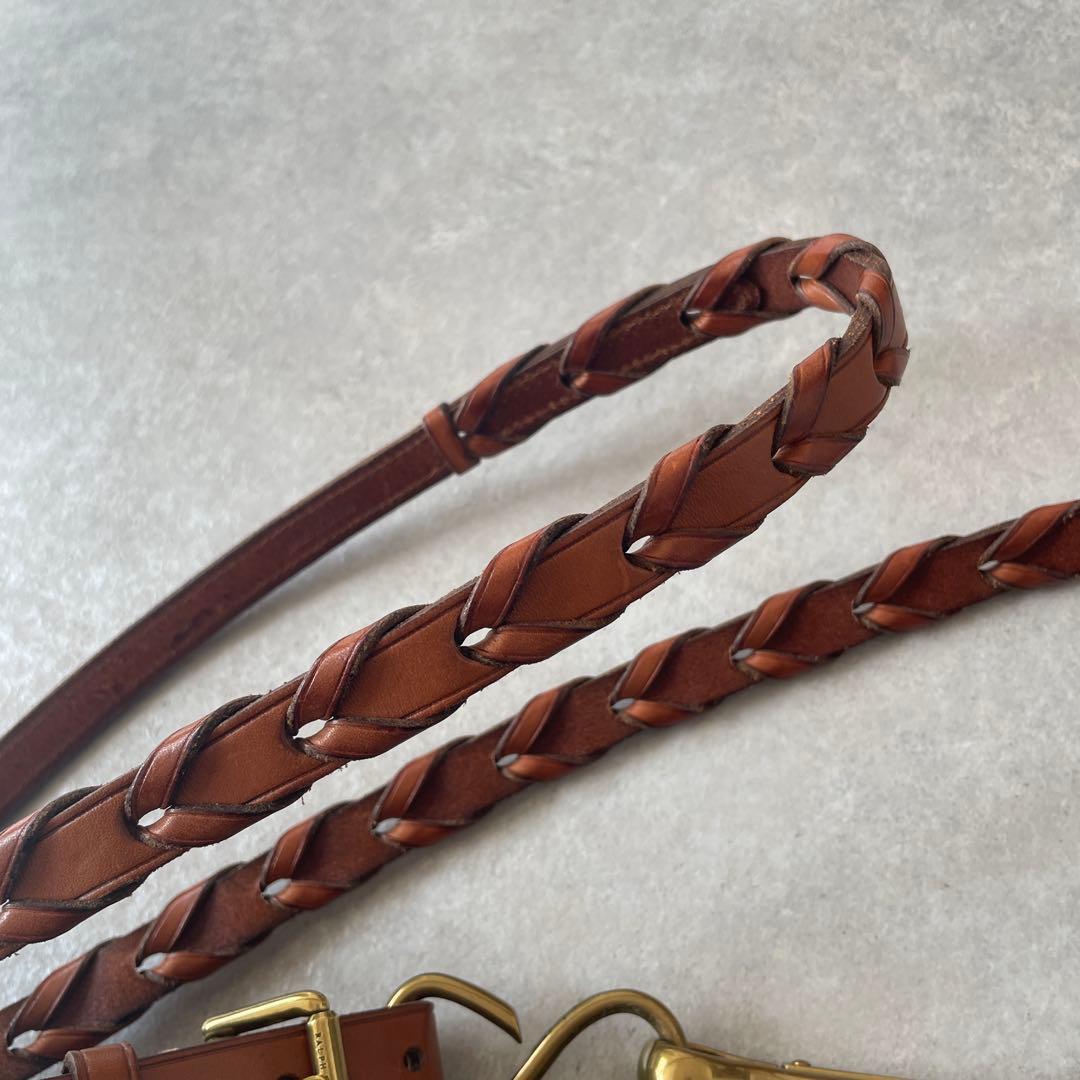 新品同様【レア】Ralph Lauren レザー編み込みベルト ゴールドバックル