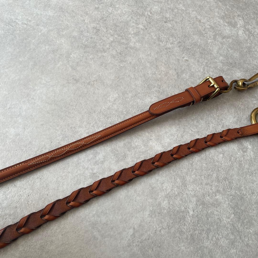 新品同様【レア】Ralph Lauren レザー編み込みベルト ゴールドバックル