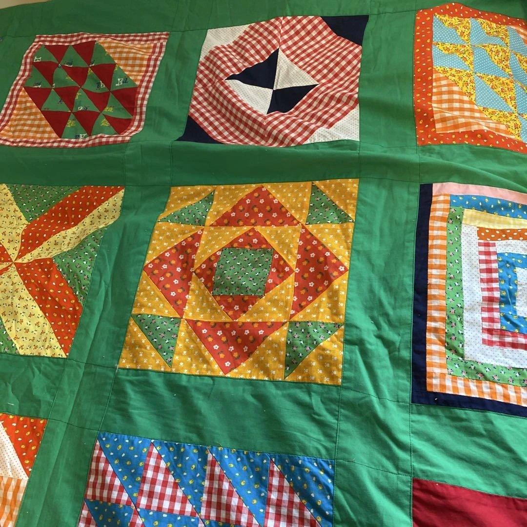 パッチワークキルトマルチカバーハンドメイド☆ビッグサイズ☆アメリカンカントリー