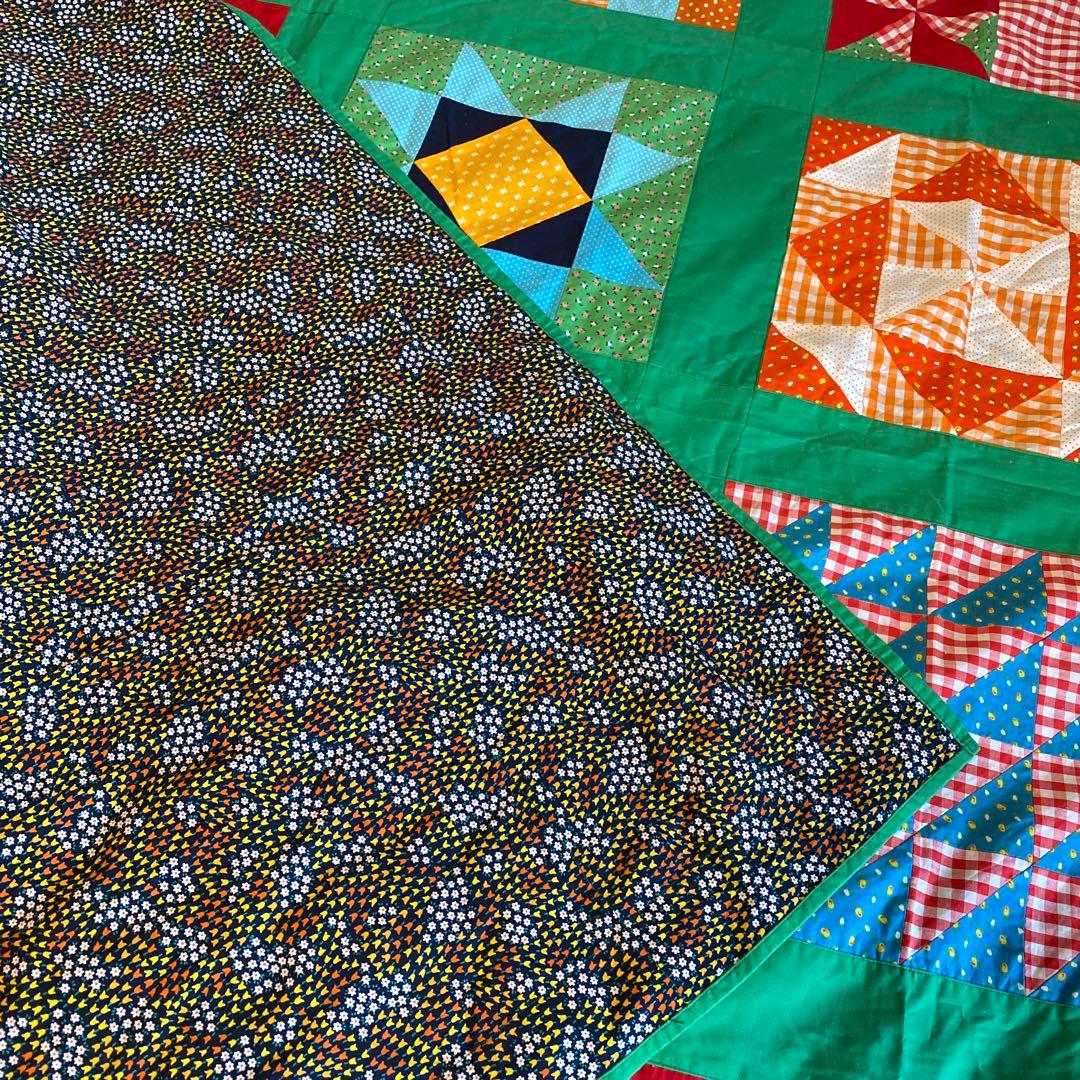 パッチワークキルトマルチカバーハンドメイド☆ビッグサイズ☆アメリカンカントリー