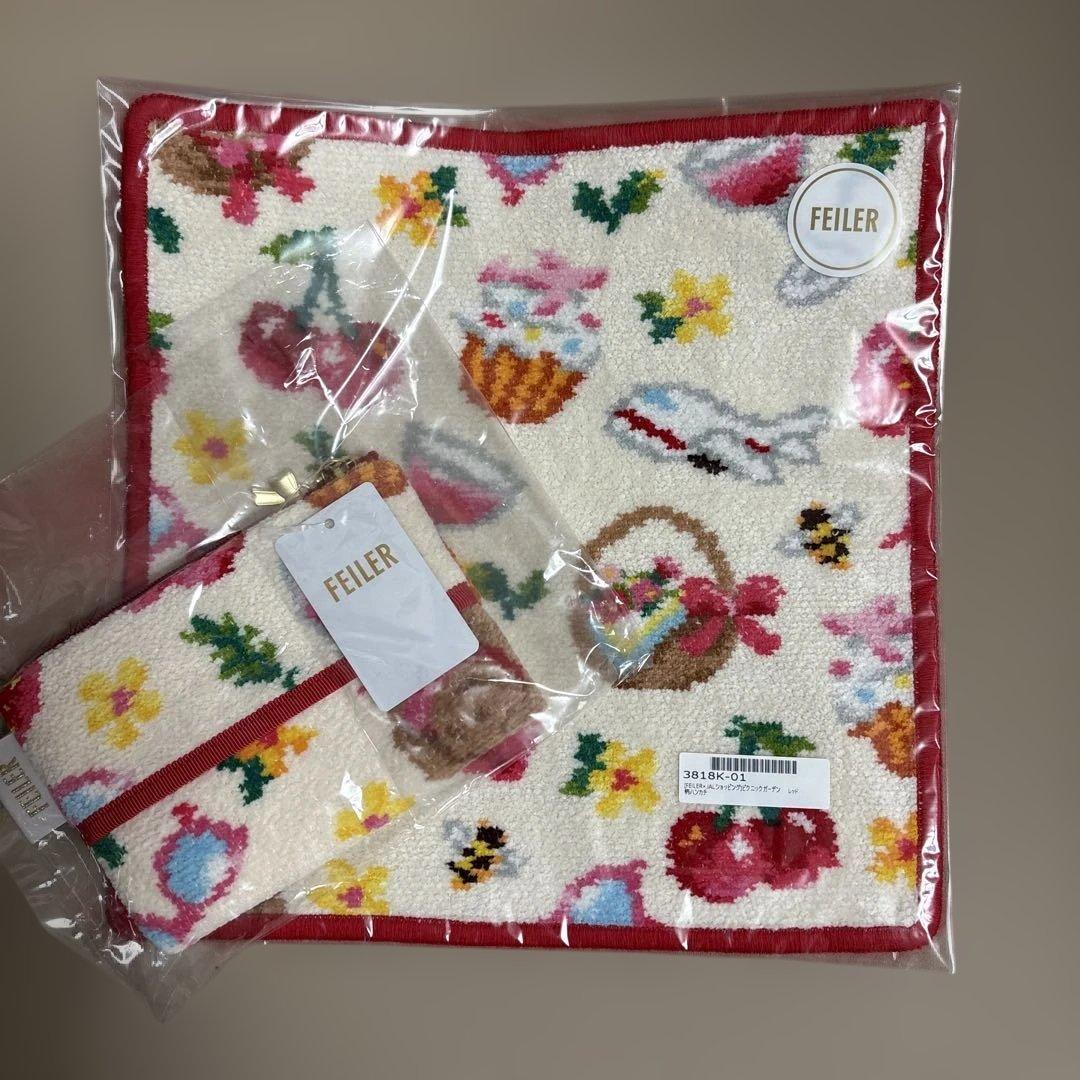 FEILER × JAL ピクニックガーデン ハンカチ&ティッシュポーチ