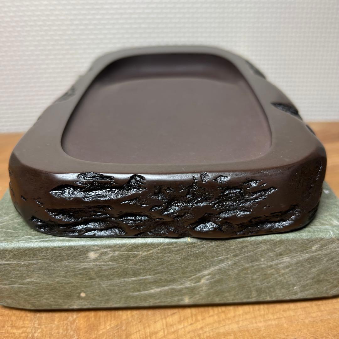 ⭕️赤間硯　野面硯　日本工芸会正会員　下井唯石　新品美品　女性好みの工藝品　古い硯