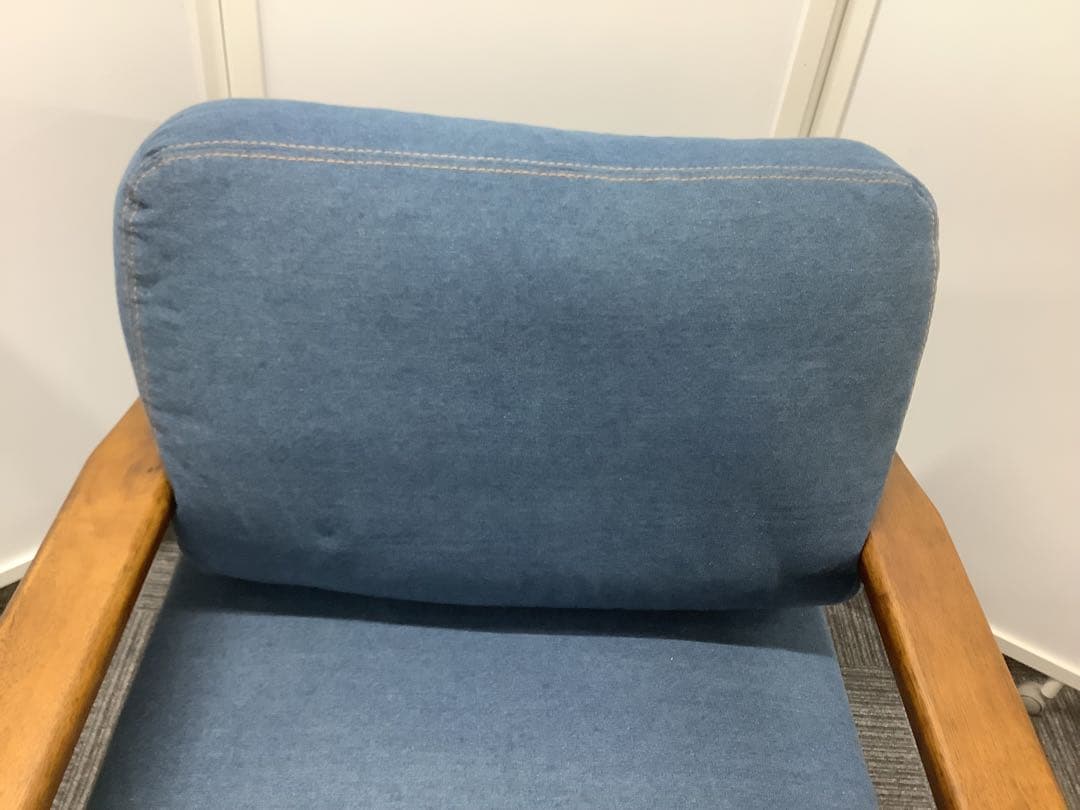 かな 1人掛けソファ 肘掛け付き デニム調 ジーンズ調（★）