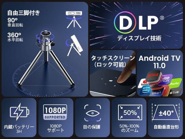 WiMiUS Q3 DLP モバイルプロジェクター ポータブルプロジェクター