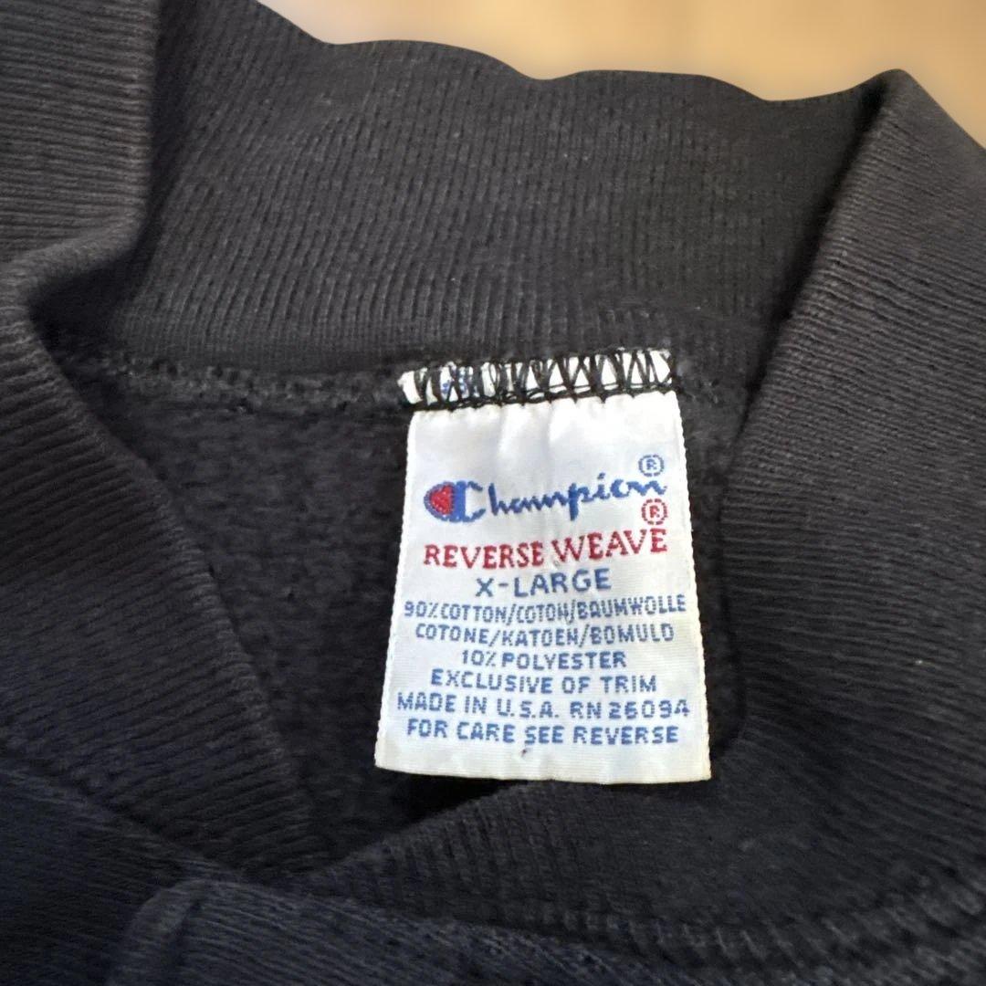 90s 刺繍タグ　champion スナップ　カーディガン　黒　XL USA