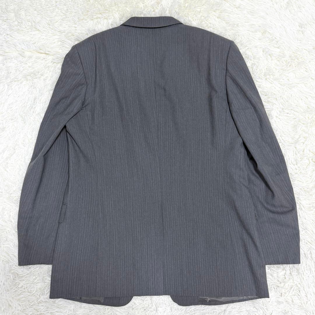 【美品】ルイヴィトン セットアップ スーツ LVロゴ ストライプ グレー 54