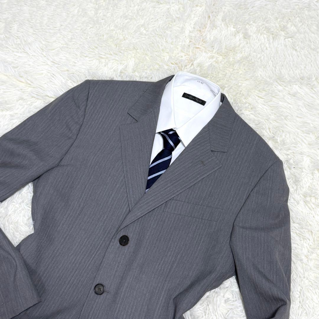 【美品】ルイヴィトン セットアップ スーツ LVロゴ ストライプ グレー 54