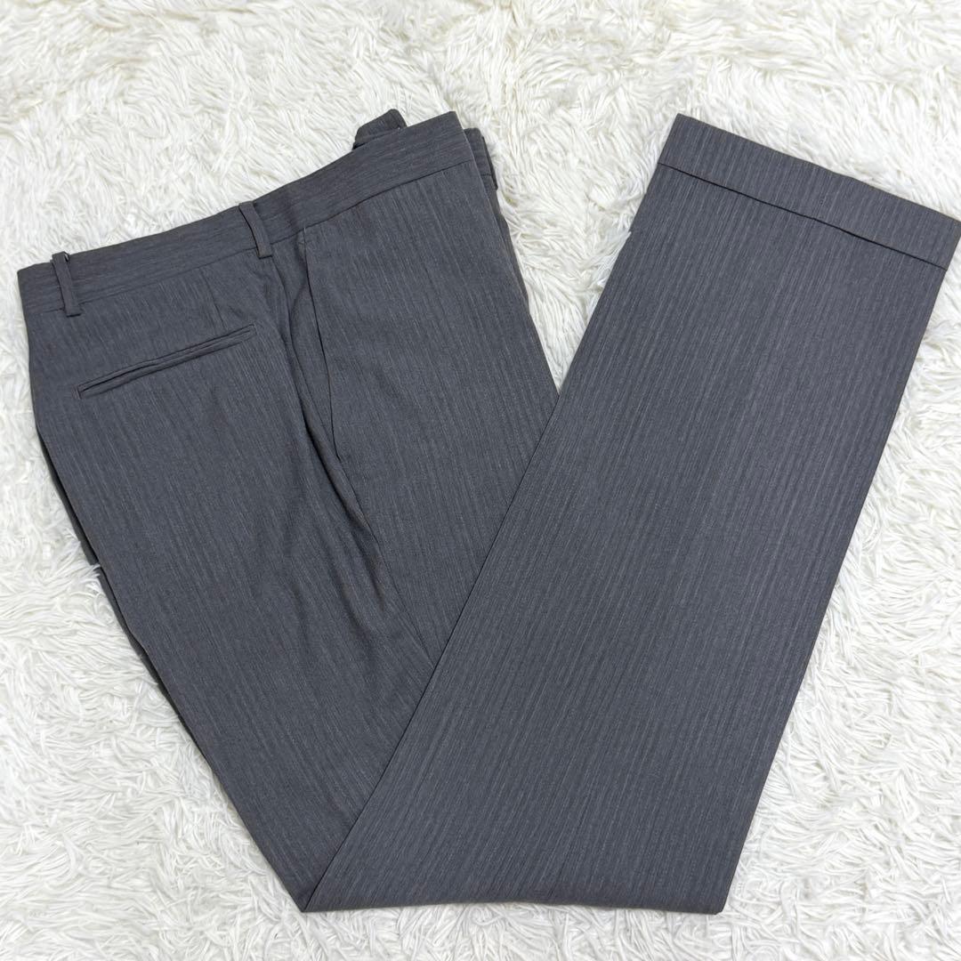 【美品】ルイヴィトン セットアップ スーツ LVロゴ ストライプ グレー 54