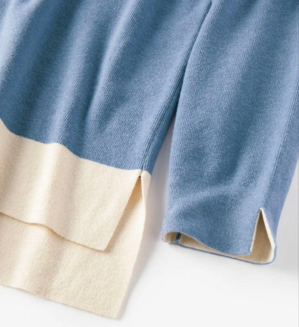 新品　DoCLASSE 総針ハイネック・パンツセットアップ ブルー　おしゃれ