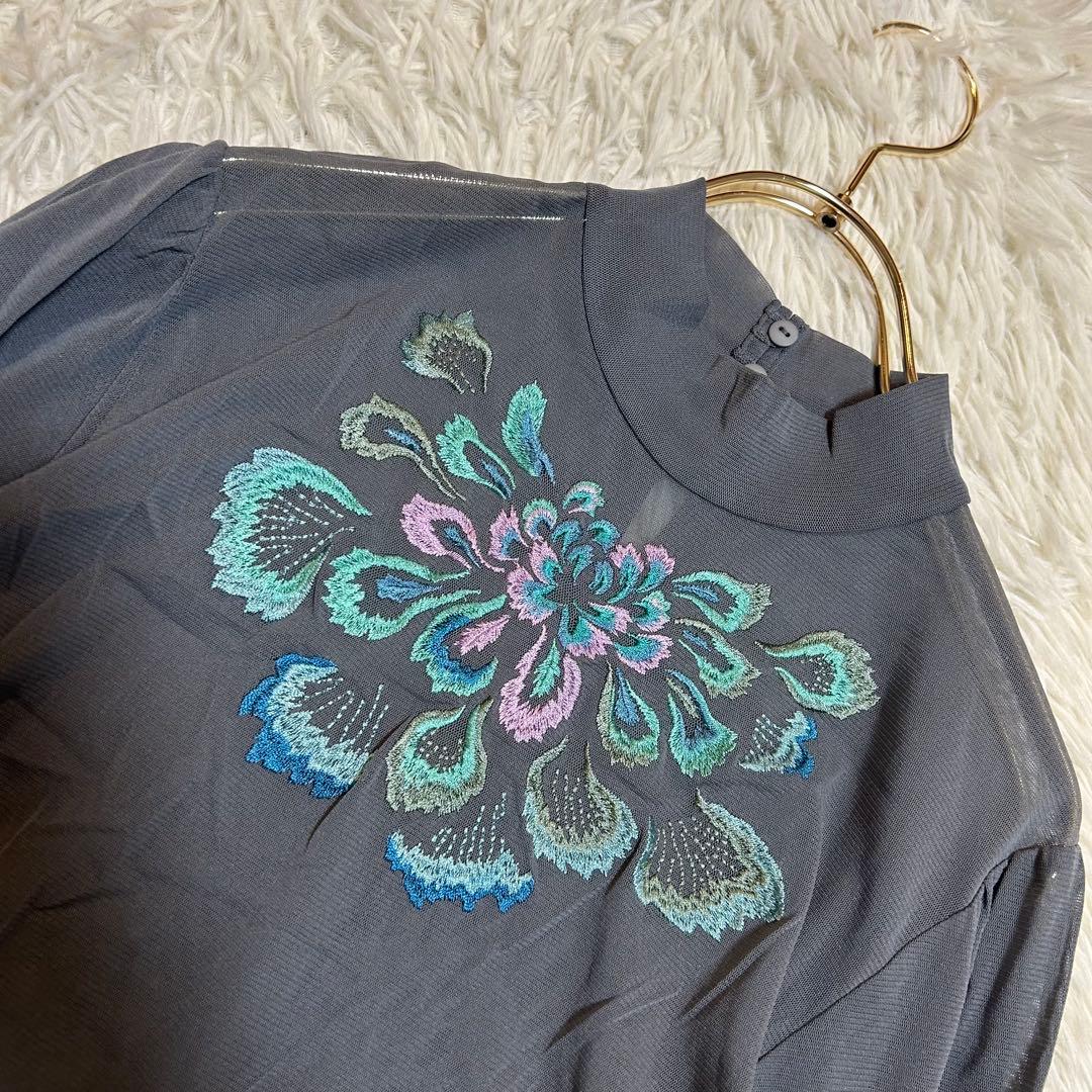 VIVIENNE TAM 花柄刺繍入り チュニック グレー 38