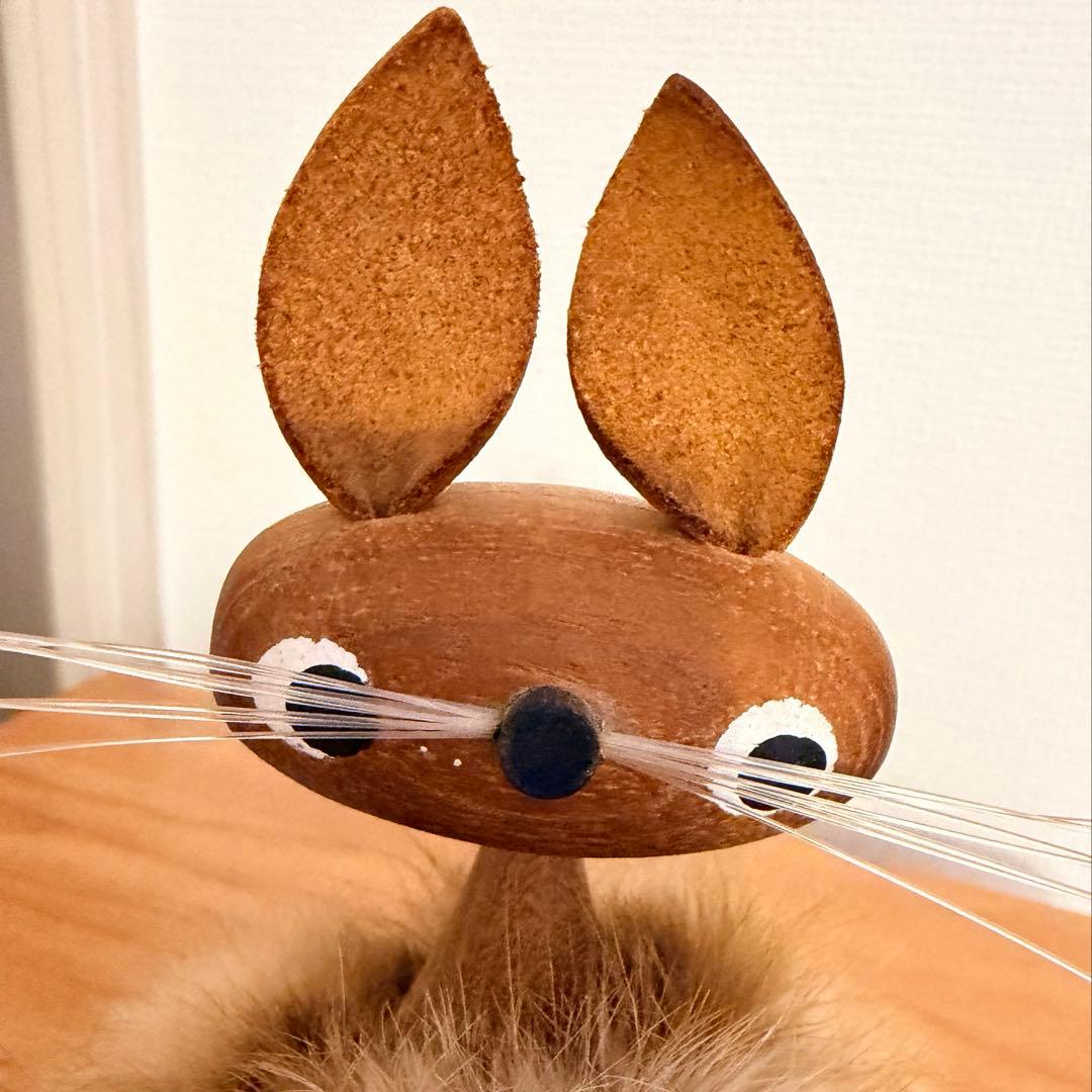 北欧ヴィンテージ チークのモフモフうさぎさん 【ミナペルホネンのおまけ付き】