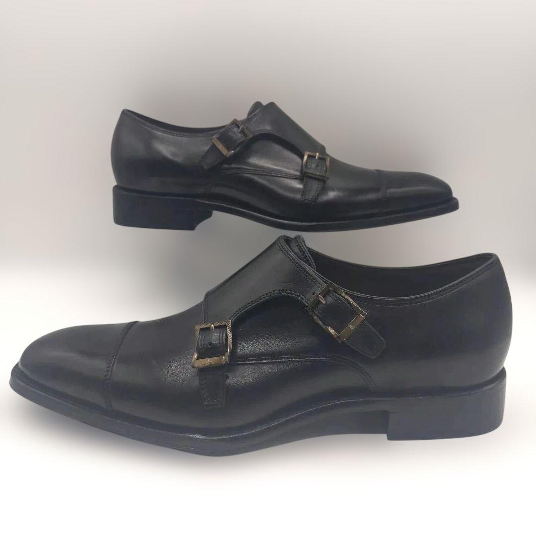 極美品 LANVIN COLLECTION 26cm ダブルモンク 黒ランバン