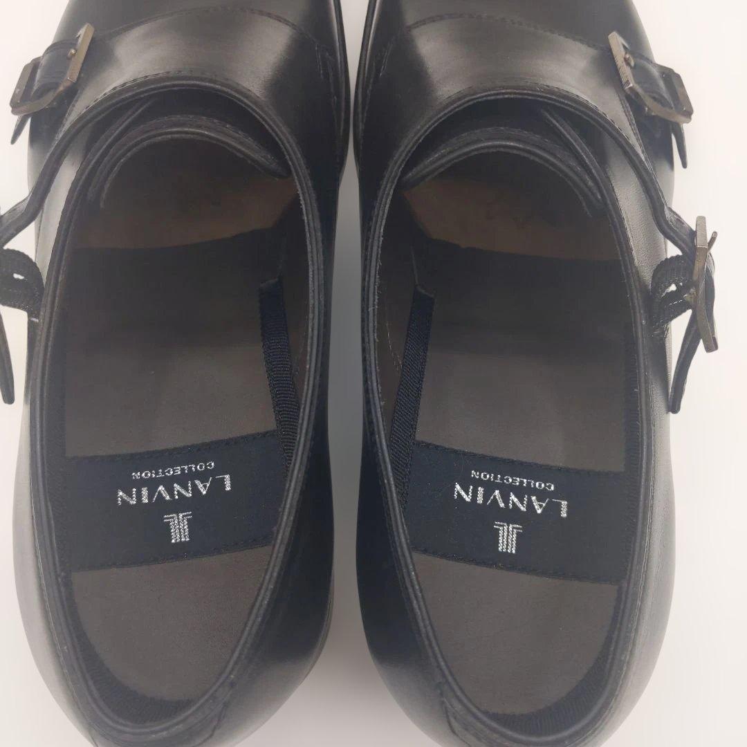 極美品 LANVIN COLLECTION 26cm ダブルモンク 黒ランバン