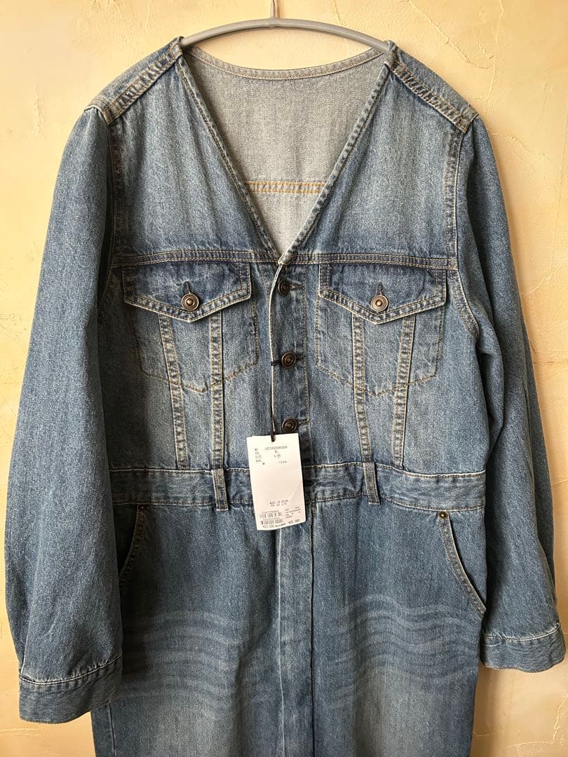 ラウンジドレス　新品タグ付き　ノーカラーデニムワンピース