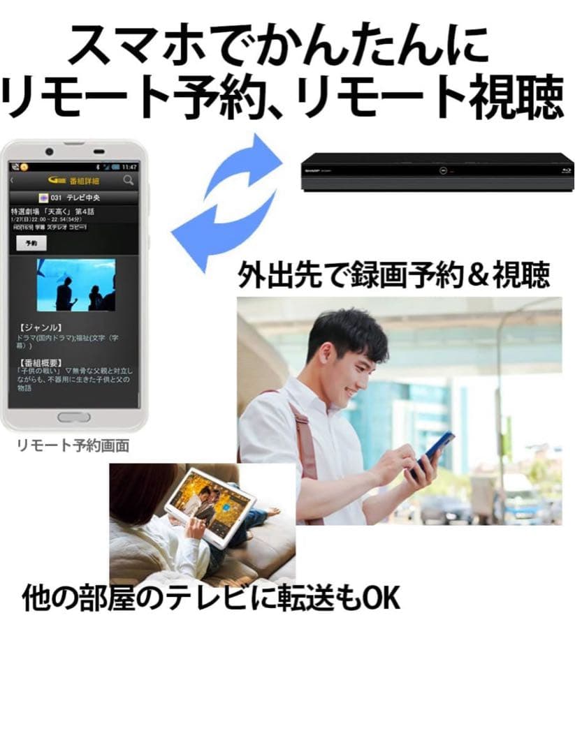 SHARP AQUOS 2B-C10BT1 【1TB 3番組同時録画】