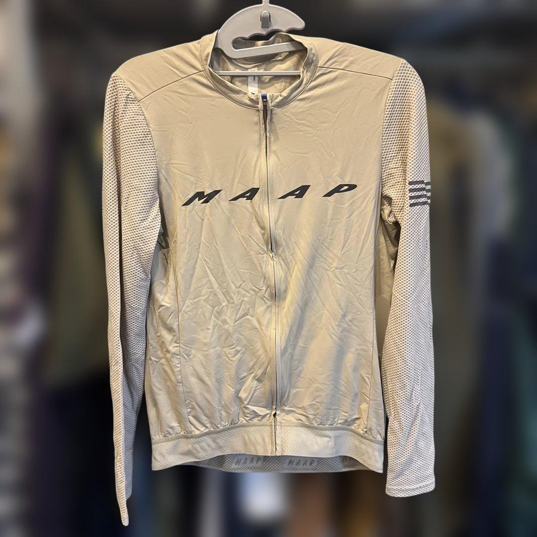  ベージュ 長袖 サイクルジャージ