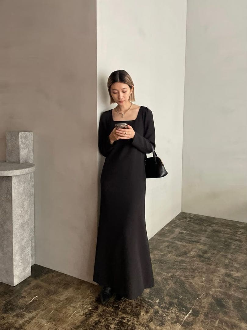 rim.ark Shoulder tuck long dress ブラック 38