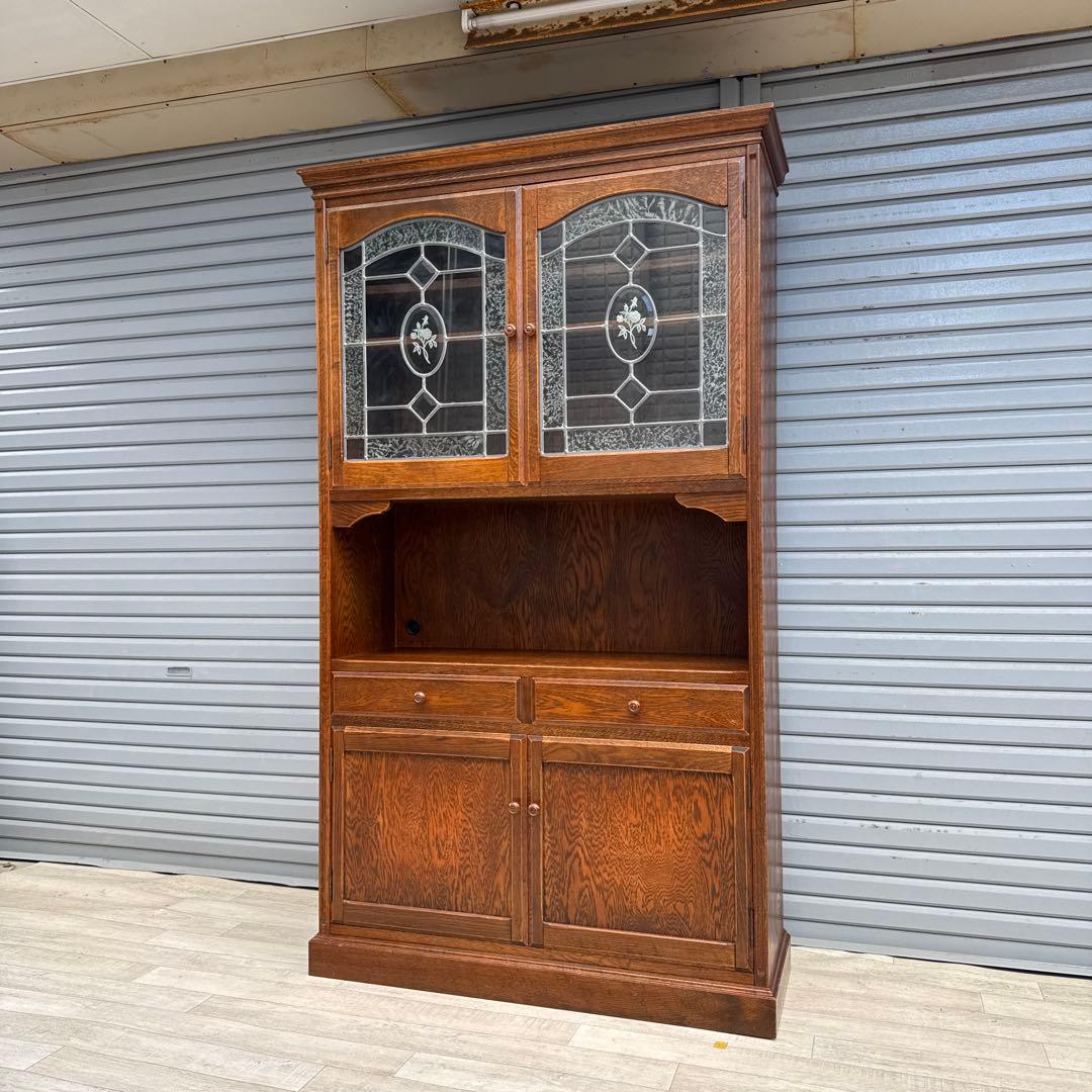 三越家具 Brugge ブルージュ 食器棚 飾り棚 ステンド