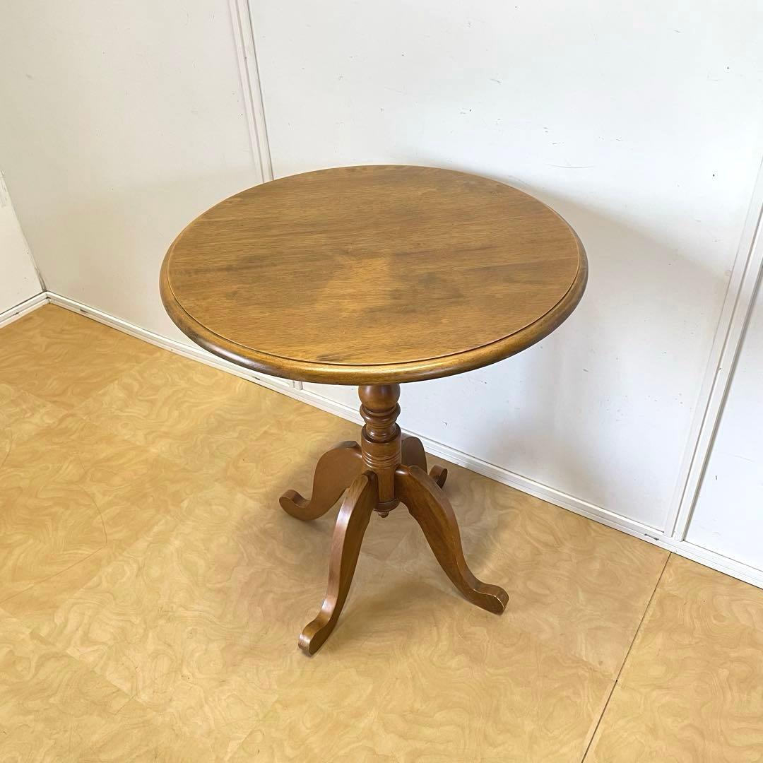 アンティーク調 丸テーブル サイドテーブル カフェテーブル 台 猫脚 木製