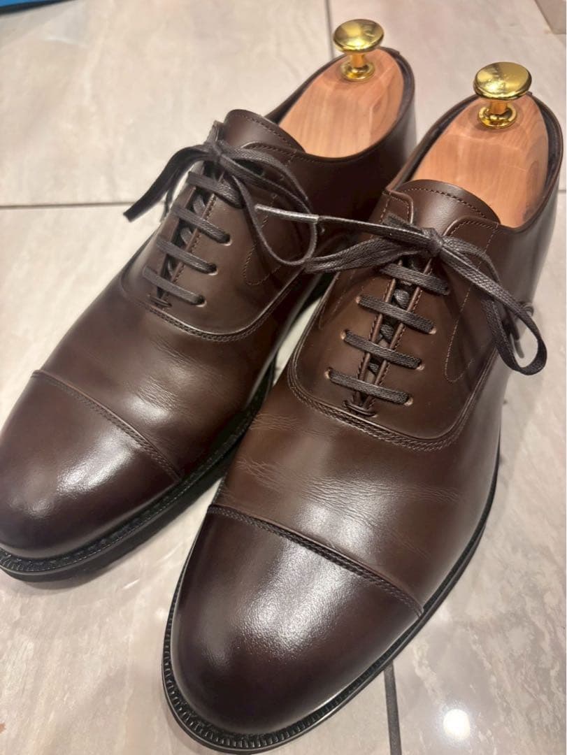 【美品/三陽山長】柔ニ/JUJI ブラウン ドレスシューズ/ストレートチップ