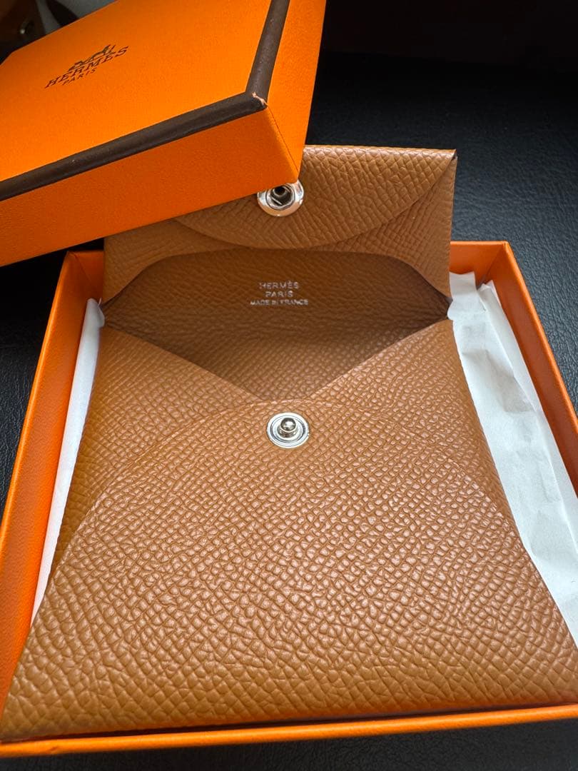 HERMES バスティア ケース　ヴォーエプソン ゴールド ブラウン