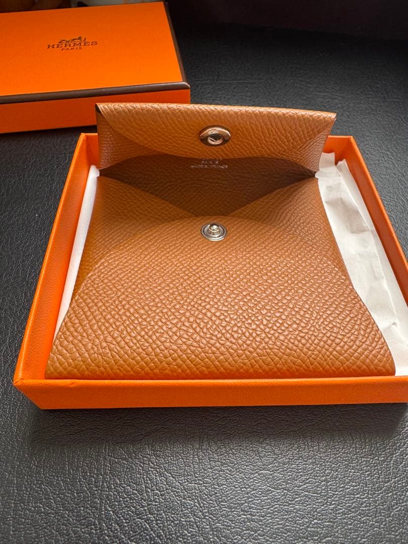 HERMES バスティア ケース　ヴォーエプソン ゴールド ブラウン
