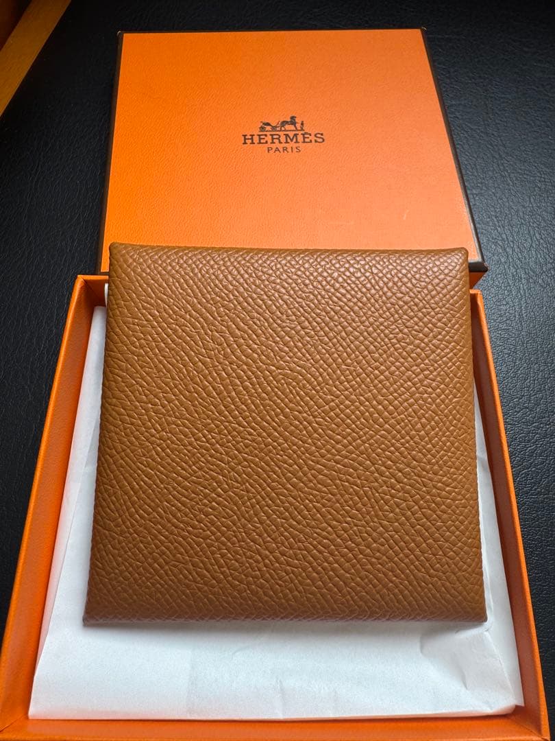 HERMES バスティア ケース　ヴォーエプソン ゴールド ブラウン