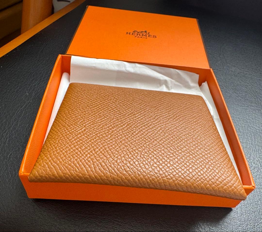HERMES バスティア ケース　ヴォーエプソン ゴールド ブラウン