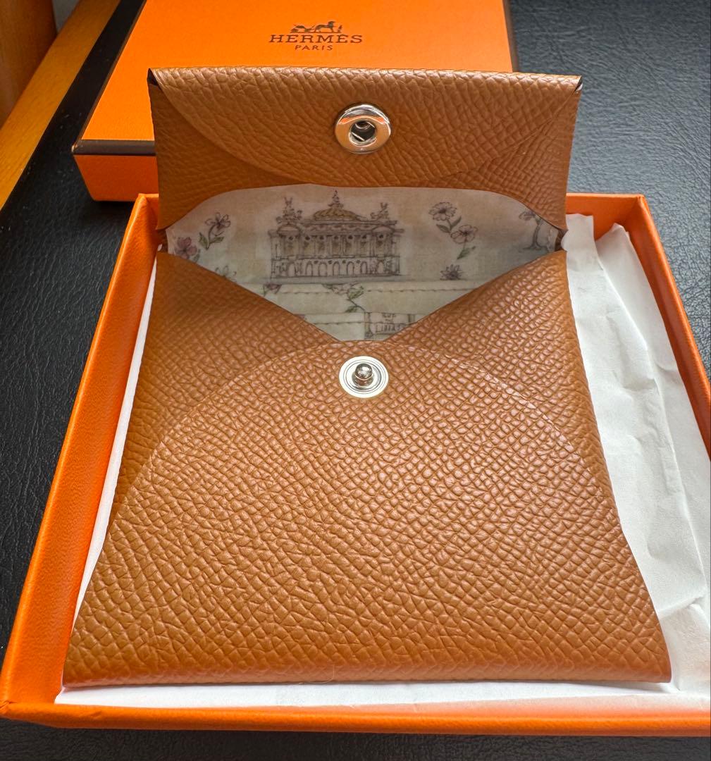 HERMES バスティア ケース　ヴォーエプソン ゴールド ブラウン