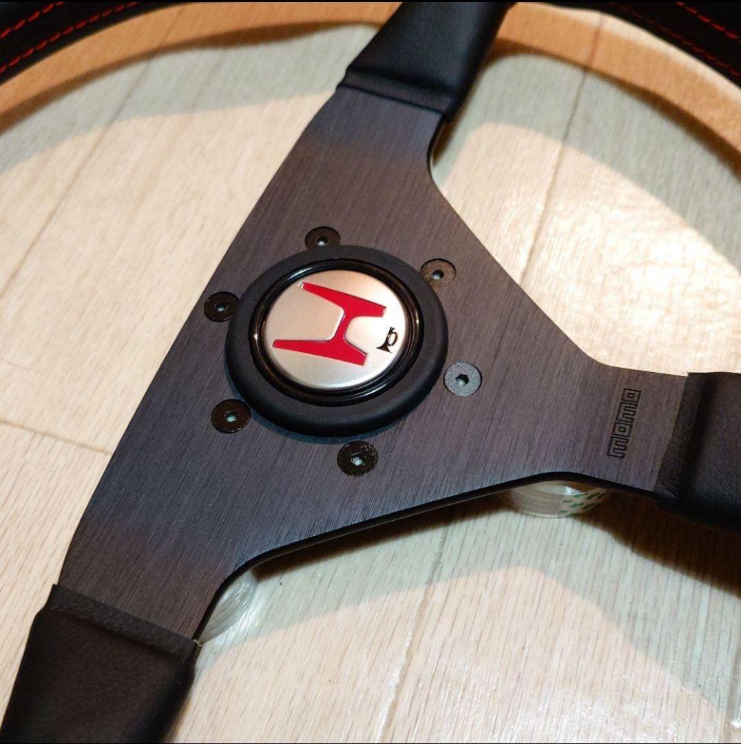 MOMO ステアリング 350mm 黒/赤 3スポーク