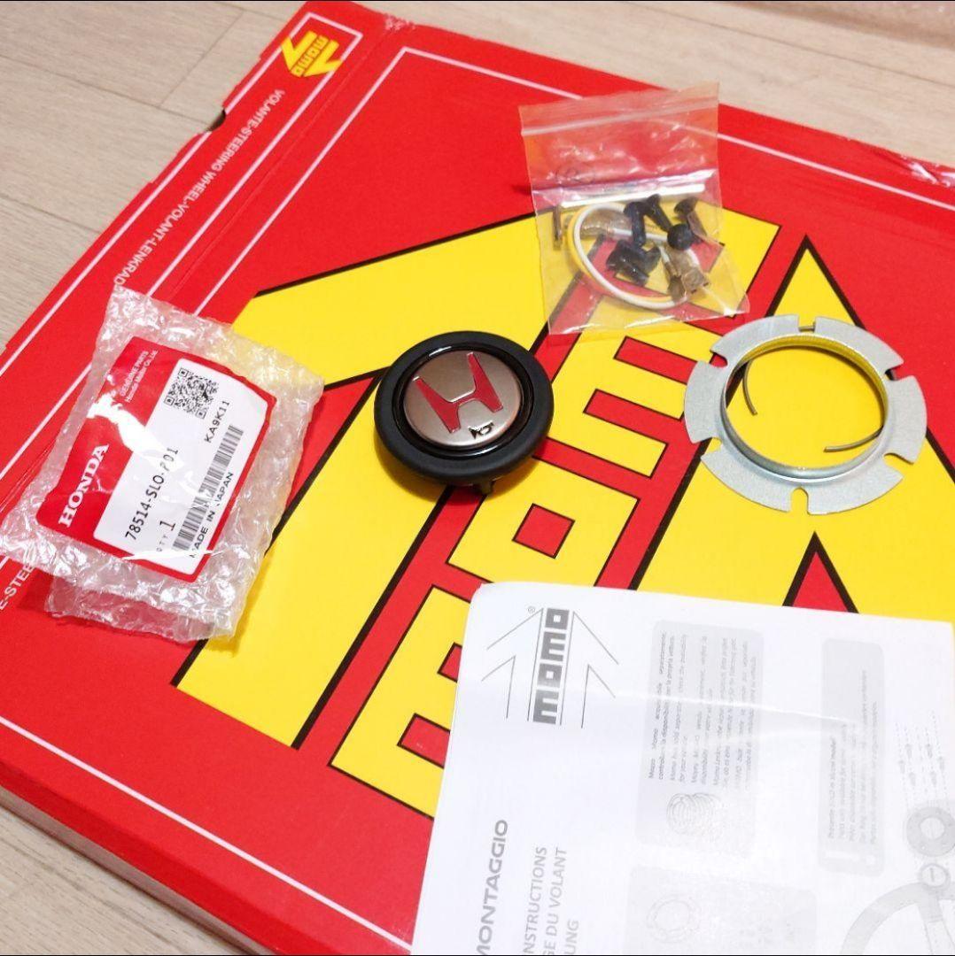 MOMO ステアリング 350mm 黒/赤 3スポーク