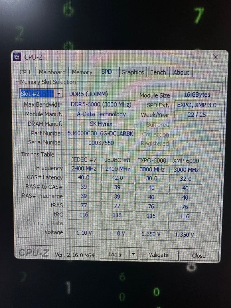 XPG RGB メモリ DDR5 32GB(16x2) 6000MT/s